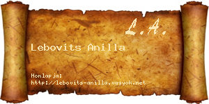 Lebovits Anilla névjegykártya